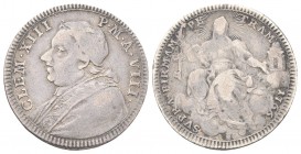 ROMA. Clemente XIII (Carlo della Torre di Rezzonico), 1758-1769. Doppio Giulio 1766 a. VIII. Ag, gr. 5,10 . Dr. CLEM XIII - P M A VIII. Busto a s., co...
