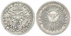 ROMA. Sede Vacante (Cam. Card. Carlo Rezzonico), 1769. Giulio 1769. Ag, gr. 2,59 . Dr. SEDE VACAN - TE MDCCLXXIV. Stemma ovale sagomato del Cam. Card....