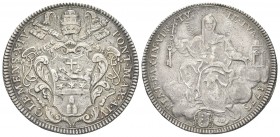 ROMA. Clemente XIV (Gian Vincenzo Antonio Ganganelli), 1769-1774. Mezzo Scudo 1773 anno IV. Ag, gr. 13,03 . Dr. CLEMENS XIV - PONT MAX A IV. Stemma po...
