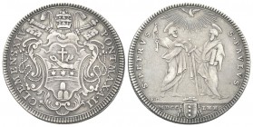 ROMA. Clemente XIV (Gian Vincenzo Antonio Ganganelli), 1769-1774. Testone 1770 a. II. Ag, gr. 7,82 . Dr. CLEMENS XIV - PONT MAX A II. Stemma in cornic...