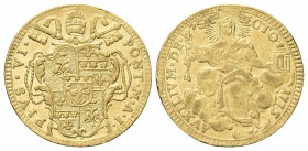 ROMA. Pio VI (Giannangelo Braschi), 1775-1799. Zecchino 1775 a. I. Au, gr. 3,41. Dr. PIVS VI - PONT M A I. Stemma in cartella poligonale, con fogliami...