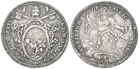 ROMA. Pio VI (Giannangelo Braschi), 1775-1799. Scudo romano 1780 a. VI. Ag, gr. 26,08 . Dr. PIVS SEXTVS - PONT M A VI. Stemma ovale in cornice sormont...