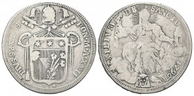 ROMA. Pio VI (Giannangelo Braschi), 1775-1799. Mezzo Scudo 1796 a. XXII. Ag, gr. 12,69 . Dr. PIVS SEXTVS - PON M A XXII. Stemma a targa in cornice sor...