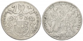 ROMA. Pio VI (Giannangelo Braschi), 1775-1799. Testone 1790 a. XVI. Ag, gr. 7,71 . Dr. PIVS SEXTVS - PONT M A XVI. Stemma ovale in cornice fra due ram...
