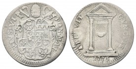 ROMA. Pio VI (Giannangelo Braschi), 1775-1799. Grosso 1775. Ag, gr. 1,20 . Dr. PIVS VI - PON M A I. Stemma oblungo triregno e chiavi decussate. Rv. AP...