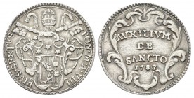 ROMA. Pio VI (Giannangelo Braschi), 1775-1799. Grosso 1783 a. VIII. Ag, gr. 1,29 . Dr. PIVS SEXTVS - PON M A XVIII. Stemma a targa oblunga, chiavi con...