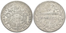 ROMA. Pio VI (Giannangelo Braschi), 1775-1799. 60 Baiocchi 1796 a. XXII. Ag, gr. 16,70 . Dr. PIVS SEXTVS PONT - MAXIMVS ANNO XXII. Stemma ovale sormon...