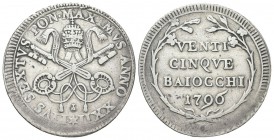 ROMA. Pio VI (Giannangelo Braschi), 1775-1799. Da 25 Baiocchi 1796 a. XXII. Mi, gr. 9,23 . Dr. PIVS SEXTVS PON MAXIMVS ANNO XXII. Chiavi decussate con...