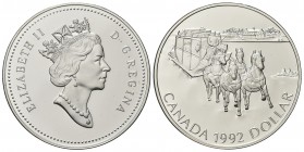 CANADA. Elisabetta II, dal 1952. Dollaro 1992 Ag, gr. 24,92. Dr. Busto coronato a d. Rv. Diligenza. KM#251. PROOF