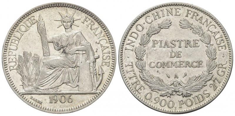 INDOCINA FRANCESE. Colonia Francese. Piastra 1906 A. Ag, gr. 26,85. Dr. Libertà ...
