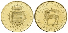 MALTA - SMOM. Angelo de Mojana di Cologna, 1962-1988. Set 1963 di quattro monete in blister: 10 Scudi, 5 Scudi, 2 Scudi e 1 Scudo. Au e Ag, gr. 8 e 4 ...