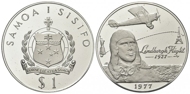 SAMOA. Elisabetta II, dal 1952. Tala 1977. Ag, gr. 30,49. Dr. Armi nazionali sop...