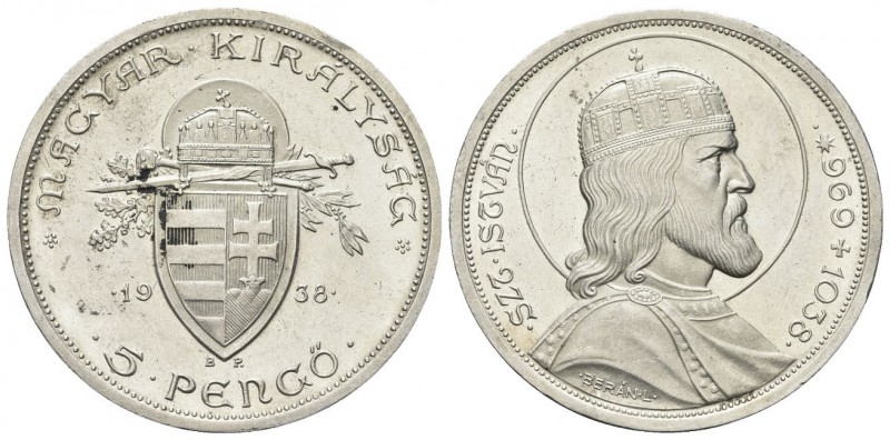 UNGHERIA. Miklós Horthy de Nagybánya (reggente d’Ungheria), 1920-1944. 5 Pengo 1...