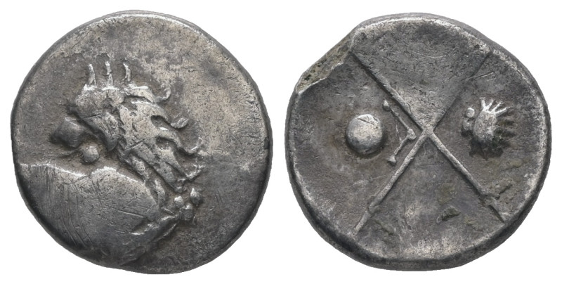 Thrace, Chersonesos. AR, Hemidrachm. 1.66 g. - 14.10 mm. Circa 386-338 BC.
Obv.:...