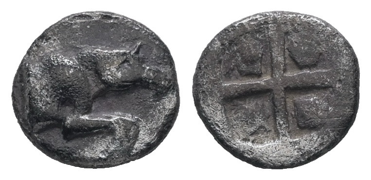 Thraco-Macedonian Region, Uncertain. AR Hemiobol, 0.41 g 8.20 mm. Circa 520-470 ...