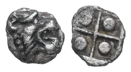 Thraco-Macedonian Region, Uncertain. AR Tetartemorion, 0.12 g 6.08 mm. Circa 520...