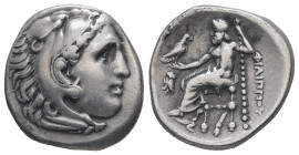 Kings of Macedon, Philip III Arrhidaios. AR Drachm, 4.16 g 18.82 mm. 323-317 BC. In the types of Alexander III. Abydos mint. Struck under Leonnatos, A...