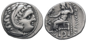 Kings of Macedon. Alexander III "the Great". AR Drachm, 4.17 g 19.98 mm. 336-323 BC. Posthumous issue of Kolophon, ca. 310-301 BC.
Obv.: Head of Herak...