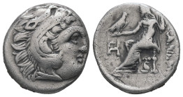 Kings of Macedon. Alexander III 'the Great'. AR Drachm, 4.15 g 17.97 mm. 336-323 BC. 
Obv: Head of Herakles right, wearing lion skin.
Rev: AΛΕΞΑΝΔΡΟΥ....