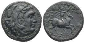 Kings of Macedon. Philip III Arrhidaios, circa 323-317 BC. AE Unite. 5.33 g. - 19.65 mm. Uncertain mint in Macedon.
Obv.: Head of Herakles to right, w...