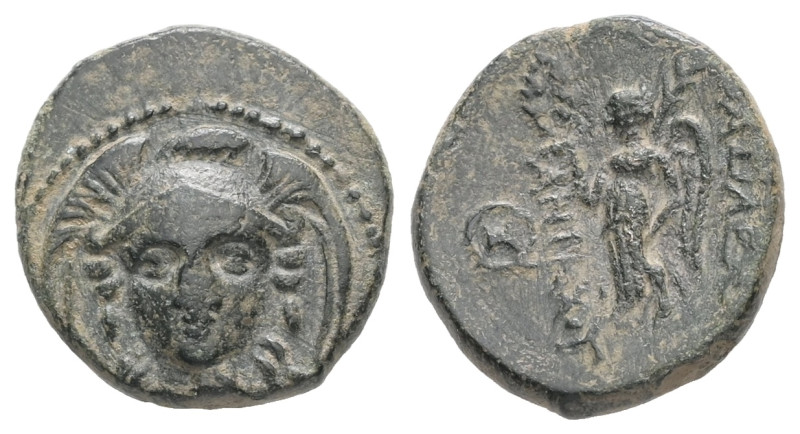 Seleukid Kingdom, Antiochos I Soter. Ae, 2.34 g 14.38 mm. 281-261 BC. Smyrna or ...