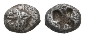 Asia Minor, Uncertain (Kindya?). AR Hemiobol. 0.20 g. - 5.41 mm. 5th century BC.
Obv: Head of Ketos left.
Rev: Incuse punch.
Ref: Rosen –; Klein –; SN...