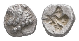 Asia Minor, uncertain mint. AR Tetartemorion. 0.12 g. - 4.69 mm. Circa 6th-5th centuries BC.
Obv.: Head of roaring lioness or panther left.
Rev.: Roug...
