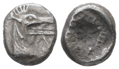 Caria, Kindya. AR Tetrobol, 1.70 g 11.67 mm. Circa 510-480 BC.
Obv: Head of ketos right.
Rev: Geometric pattern within incuse square.
Ref: SNG Kayhan ...