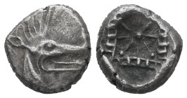 Caria, Kindya. AR Tetrobol, 1.79 g 11.41 mm. Circa 510-480 BC.
Obv: Head of ketos right.
Rev: Geometric pattern within incuse square.
Ref: SNG Kayhan ...