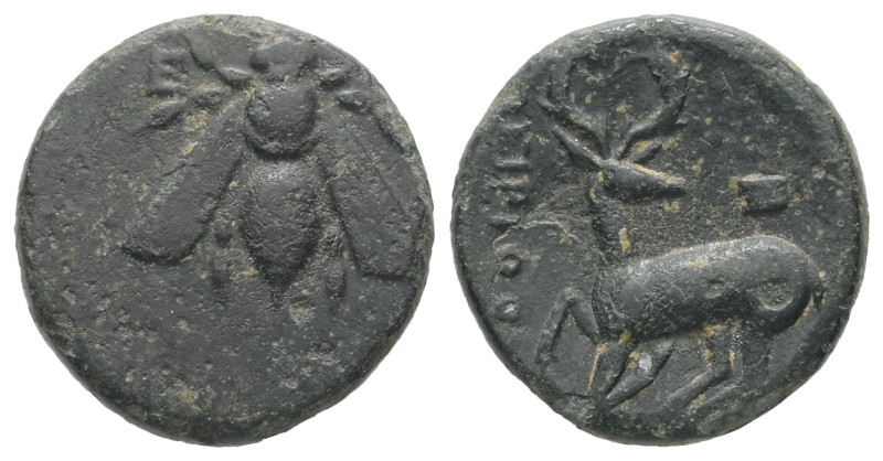 Ionia, Ephesos. AE. 2.83 g. - 15.95 mm. ca. 4th century BC. Uncertain magistrate...