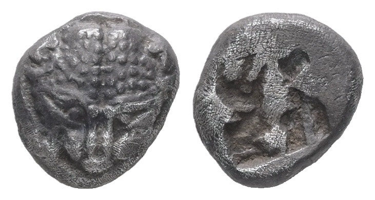 Ionia, Samos. AR Diobol. 0.90 g. - 7.91 mm. Circa 520-480 BC.
Obv.: Facing head ...