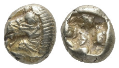 Ionia, Uncertain mint. EL Hemihekte – 1/12 (Twelfth) Stater. Lydo-Milesian standard. 1.15 g. - 8.16 mm. Circa 550-525 BC.
Obv.: Bridled head of horse ...