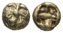 Ionia, Uncertain. Circa 625-600 BC. EL Myshemihekte – 1/12 (Twenty-fourth) stater. 1.42 g. - 8.24 mm. Lydo-Milesian standard. Geometric type.
Obv.: U...