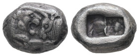 Kings of Lydia, Sardes. Kroisos. AR Half Stater, 5.07 g 14.76 mm. Circa 564/53-550/39 BC.
Obv: Confronted foreparts of lion and bull.
Rev: Two incuse ...