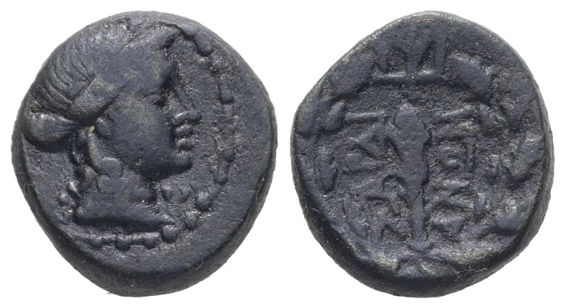 Lydia, Sardes. AE. 3.51 g. - 14.24 mm. 2nd-1st centuries BC.
Obv.: Laureate head...