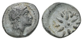 Mysia, Gambrion. Ae, 1.02 g 11.69 mm. Circa 4th century BC.
Obv.: Laureate head of Apollo right.
Rev.: Γ - Α - Μ. Star of twelve rays.
Ref.: SNG Franc...