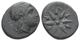 Mysia, Gambrion. AE. 3.78 g. - 17.33 mm. ca. 4th century BC.
Obv.: Laureate head of Apollo right.
Rev.: Γ - Α - Μ. Star of twelve rays.
Ref.: SNG Fran...