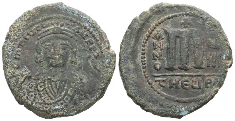 Tiberius II Constantine, AD 578-582. AE, Follis. 12.89 g. 29.10 mm. Constantinop...