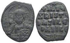 Anonymous Follis, Class A1. John I, AD 969-876. AE, Follis. 4.67 g. 25.89 mm. Constantinople.
Obv: +ЄMMA- [NOЧHΛ] / IC-[XC]. Nimbate bust of Christ fa...