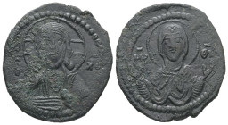 Anonymous Follis, Class G. Romanus IV, AD 1068-1071. 6.88 g. 27.62 mm. Constantinople.
Obv: [I]C XC to left and right of bust of Christ, nimbate, faci...