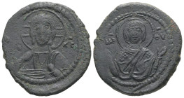 Anonymous Follis, Class G. Romanus IV, AD 1068-1071. 11.65 g. 29.68 mm. Constantinople.
Obv: [I]C XC to left and right of bust of Christ, nimbate, fac...