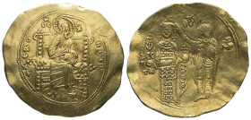 John II Comnenus, AD 1118-1143. AV, Hyperpyron. 4.32 g. 30.83 mm. Constantinople.
Obv: + KЄ RO-HΘЄI / IC XC. Christ, bearded and nimbate, wearing tuni...