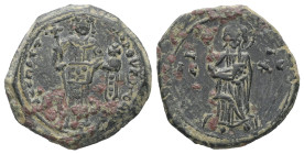 John II Comnenus, AD 1118-1143. AE, Tetarteron. 4.07 g. 19.51 mm. Constantinople.
Obv: IC-XC. Christ nimbate, standing facing on footstool, wearing pa...