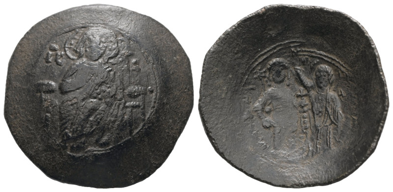 Manuel I Comnenus, AD 1143-1180. AE, Trachy. 4.12 g. 29.12 mm. Constantinople.
O...