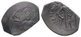 Latin Rulers of Constantinople, AD 1204-1261. AE, Trachy. 1.16 g. 19.53 mm. Constantinople. 
Obv: Christ Pantokrator seated facing on throne.
Rev: MAN...
