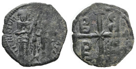 Andronicus II Palaeologus and Michael IX, AD 1282-1328. AE, Assarion. 1.35 g. 20.81 mm. Constantinople.
Obv: [AVTOKPATOPEC RωMAIωN]. Andronikos II, wi...