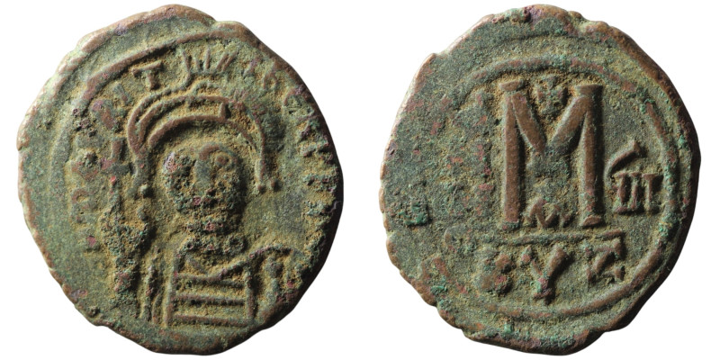 Maurice Tiberius (AD 582-602). Kyzikos. dated RY 7 = 588/9
AE Follis (21mm, 10,7...