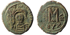 Maurice Tiberius (AD 582-602). Kyzikos. dated RY 7 = 588/9
AE Follis (21mm, 10,75g)