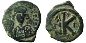Maurice Tiberius (AD 582-602). Constantinople
AE Half Follis (24mm, 5,52g)