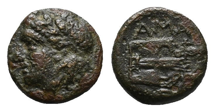 Troas, Hamaxitos, 4th century BC. Æ (11mm, 1.45g). Laureate head of Apollo l. R/...